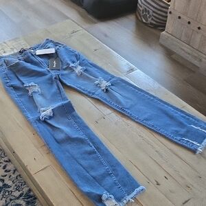 Women's Straight Leg Distressed Jeans - Medium Blue Emma Jeans Size 5 NWT